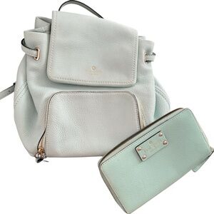 Kate Spade Leather Flap Backpack and Matching Wallet